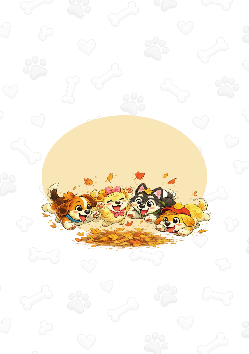 Back cover of Best Fur-iends Forever with four puppies playing in autumn leaves